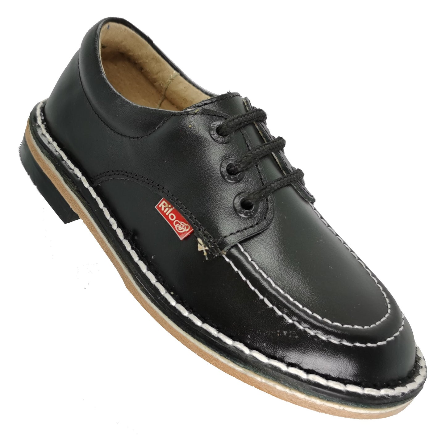 Zapato Escolar Para Niño y Niña De Piel Vaqueta Negros Rilo Mod.0813