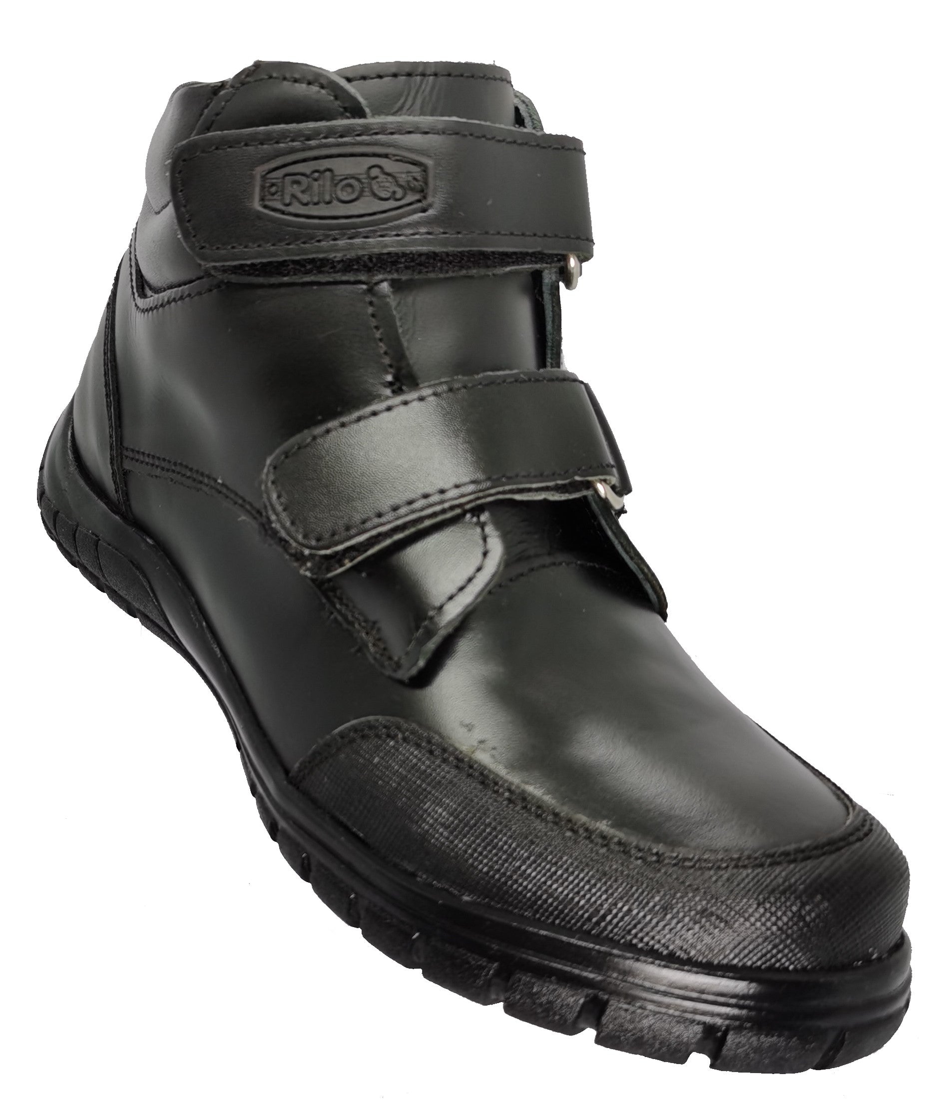 Zapato Escolar Para Ni o De Piel Bota Negra Rilo 9050 Calza Fiesta